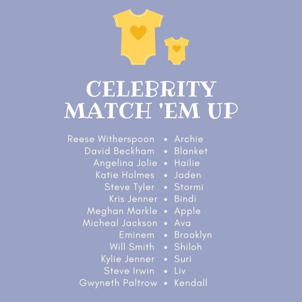 Celeb Match ‘Em Up - Baby Shower Game